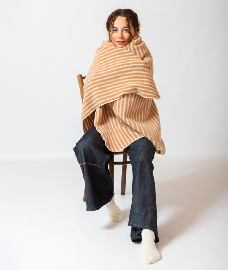 Ardelaine - Plaid tricoté en laine mérinos- Coloris rayés