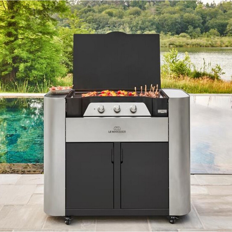 LE MARQUIER - Plancha gaz LE MARQUIER Exclusive 375 XL Duo Edition : meuble et couvercle inclus