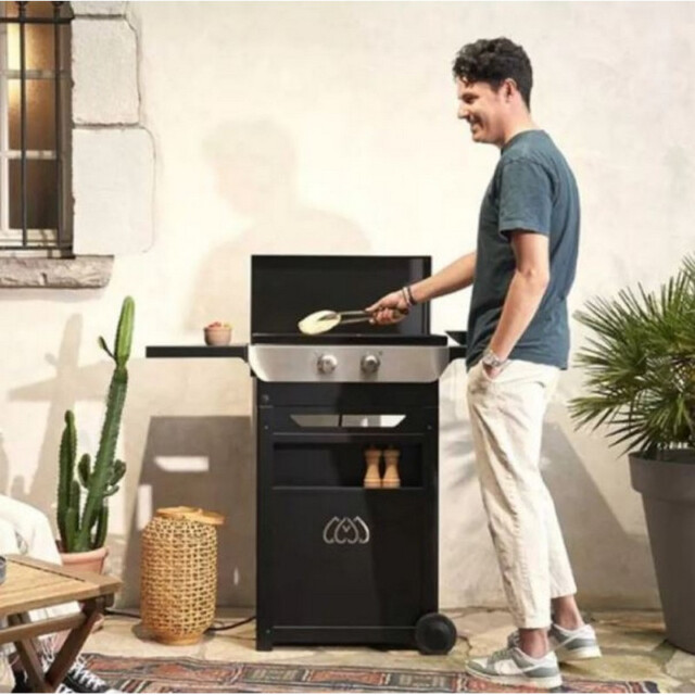 LE MARQUIER - Plancha LE MARQUIER Original gaz 260 Duo Edition : chariot et couvercle inclus