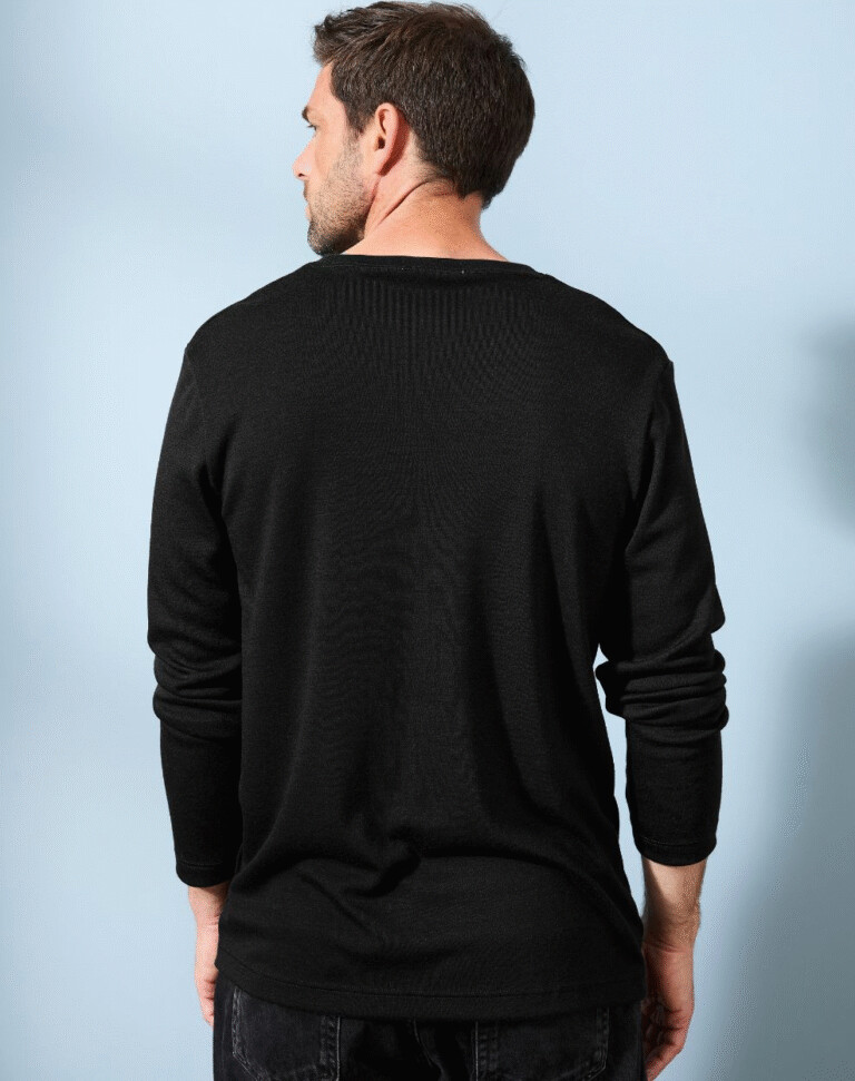 Lemahieu - T-shirt épais 100% Laine Mérinos - Noir - Homme