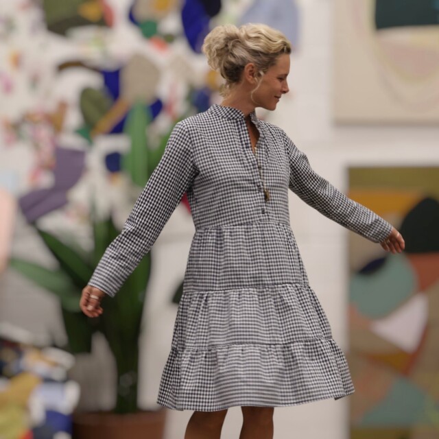 Quintessence - Robe Bella - vichy marine/blanc