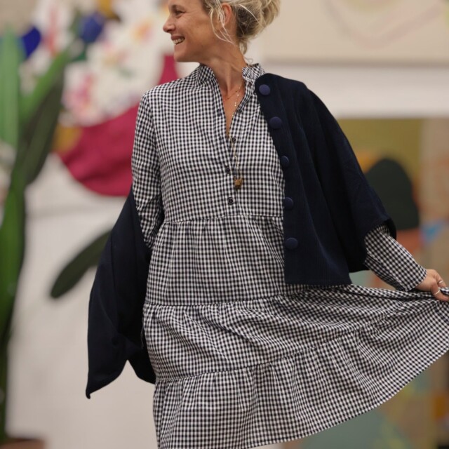 Quintessence - Robe Bella - vichy marine/blanc