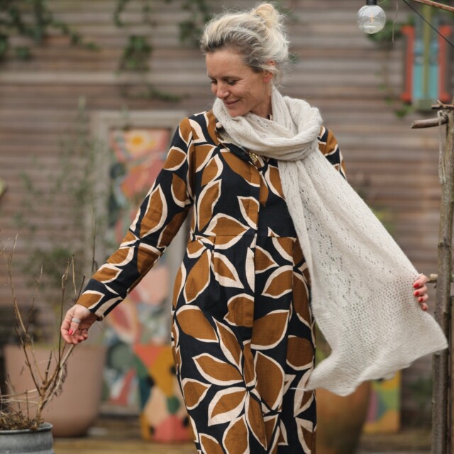 Quintessence - Robe Cyrielle - armuré de coton feuillage