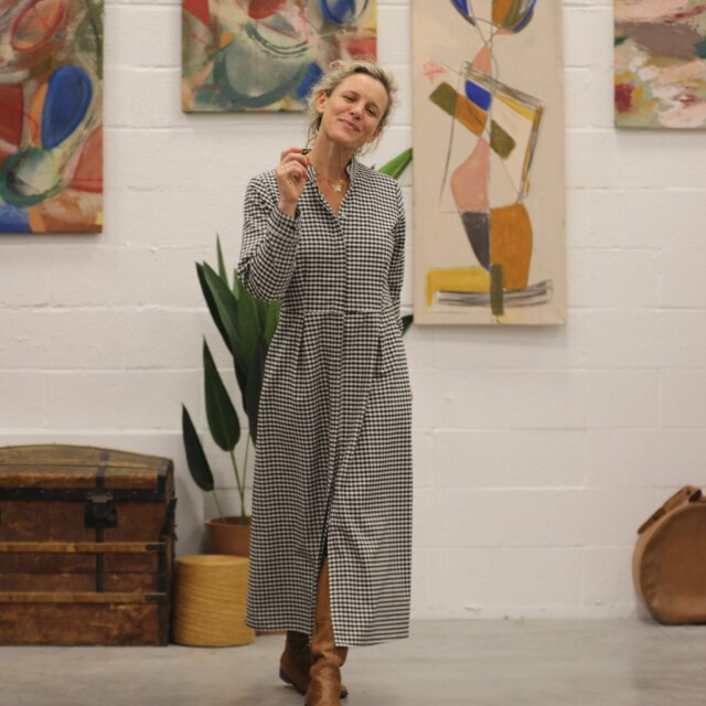 Quintessence - Robe Cyrielle - flanelle de coton vichy noir