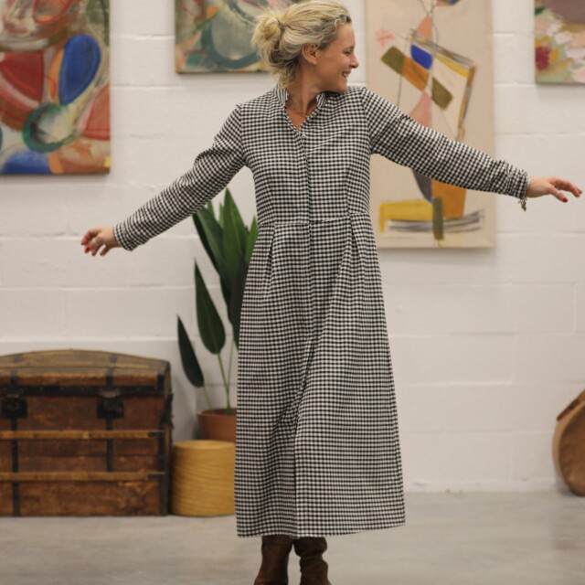 Quintessence - Robe Cyrielle - flanelle de coton vichy noir