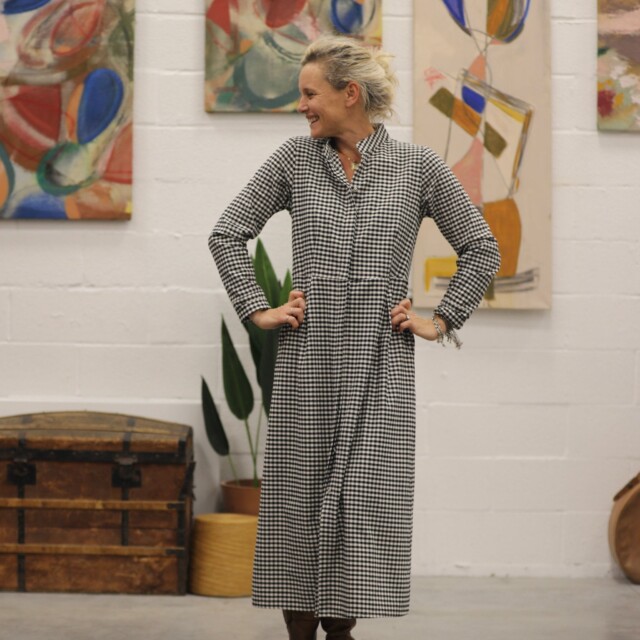 Quintessence - Robe Cyrielle - flanelle de coton vichy noir