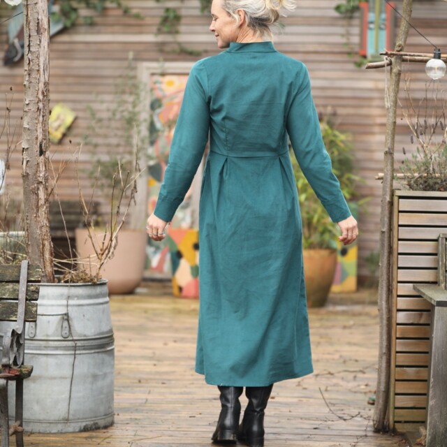 Quintessence - Robe Cyrielle - velours milleraies émeraude