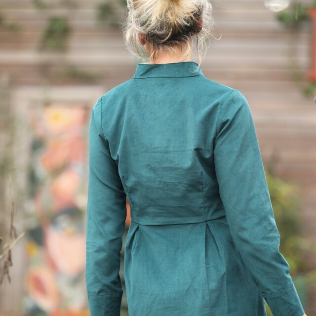 Quintessence - Robe Cyrielle - velours milleraies émeraude