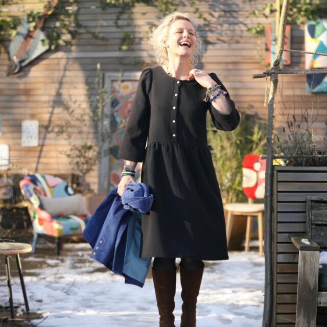 Quintessence - Robe Eglantine - armuré de coton noir