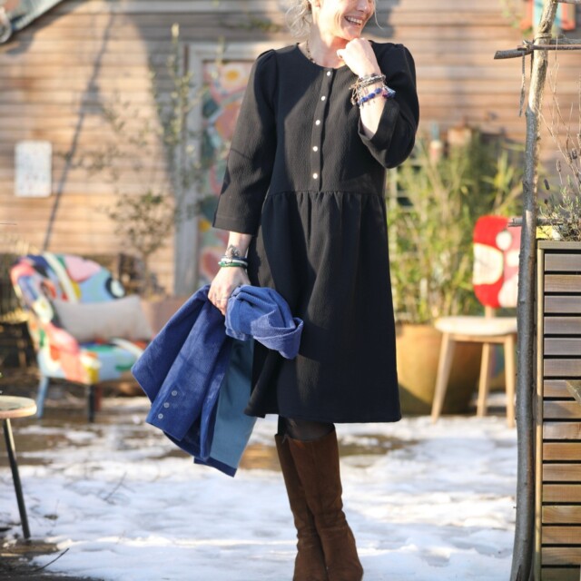 Quintessence - Robe Eglantine - armuré de coton noir