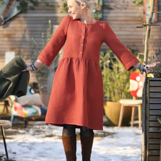 Quintessence - Robe Eglantine - Nid d'abeille terracotta