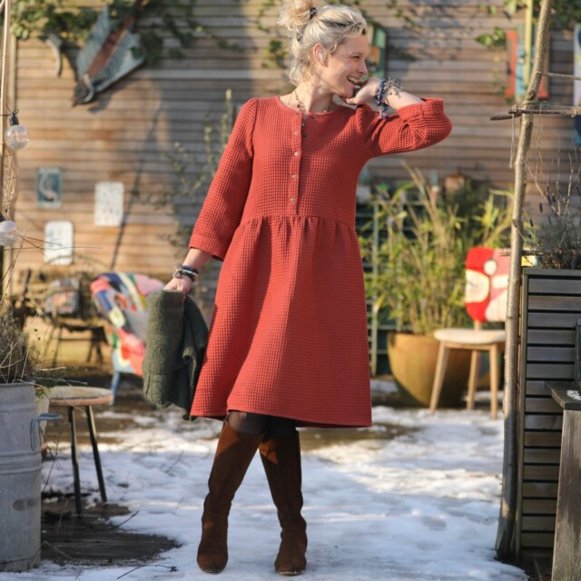 Quintessence - Robe Eglantine - Nid d'abeille terracotta