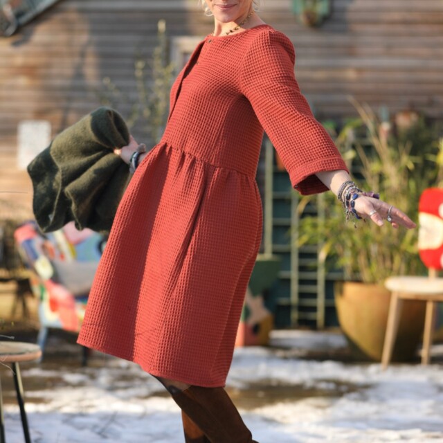 Quintessence - Robe Eglantine – Nid d’abeille terracotta