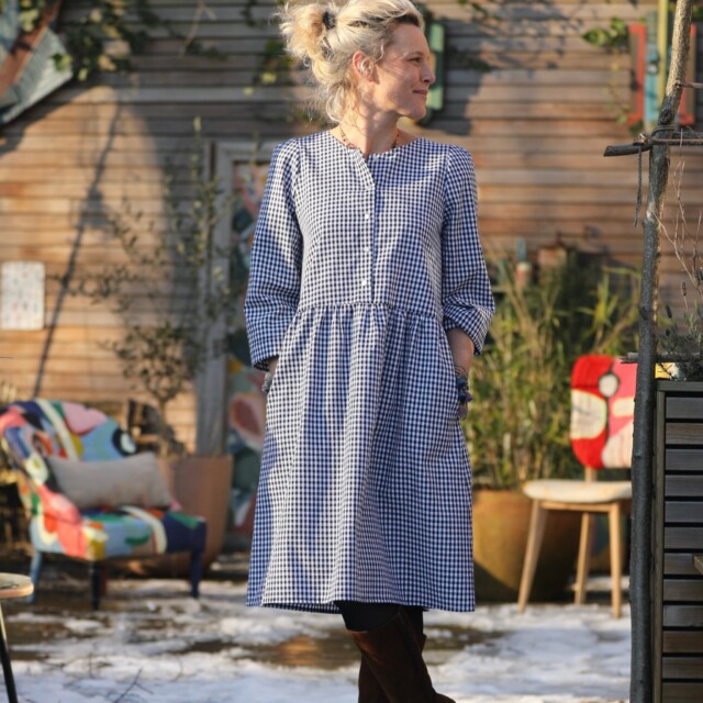 Quintessence - Robe Eglantine - vichy de coton bleu nuit