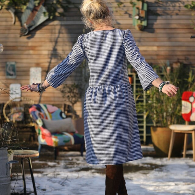 Quintessence - Robe Eglantine - vichy de coton bleu nuit