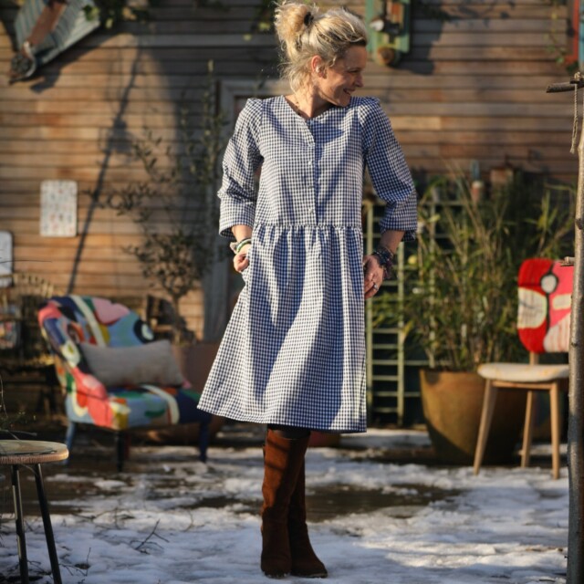 Quintessence - Robe Eglantine - vichy de coton bleu nuit