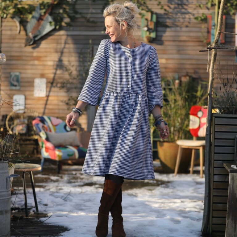 Quintessence - Robe Eglantine - vichy de coton bleu nuit