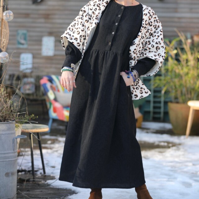 Quintessence - Robe Isis - jacquard coton/lin noir