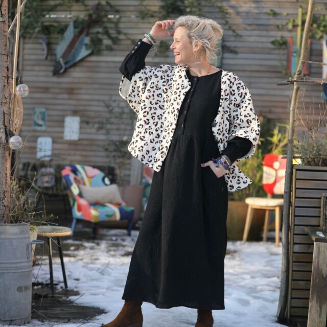 Quintessence - Robe Isis - jacquard coton/lin noir