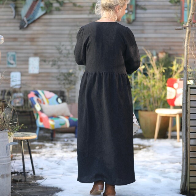 Quintessence - Robe Isis - jacquard coton/lin noir