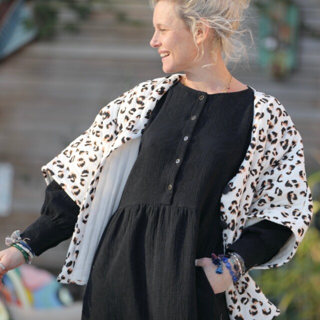 Quintessence - Robe Isis - jacquard coton/lin noir