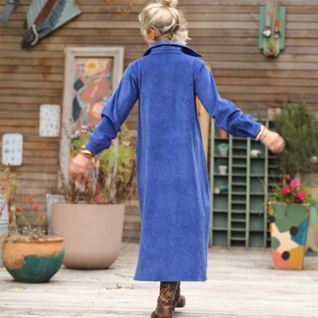 Quintessence - Robe Pensée - Velours côtelé bleu majorelle