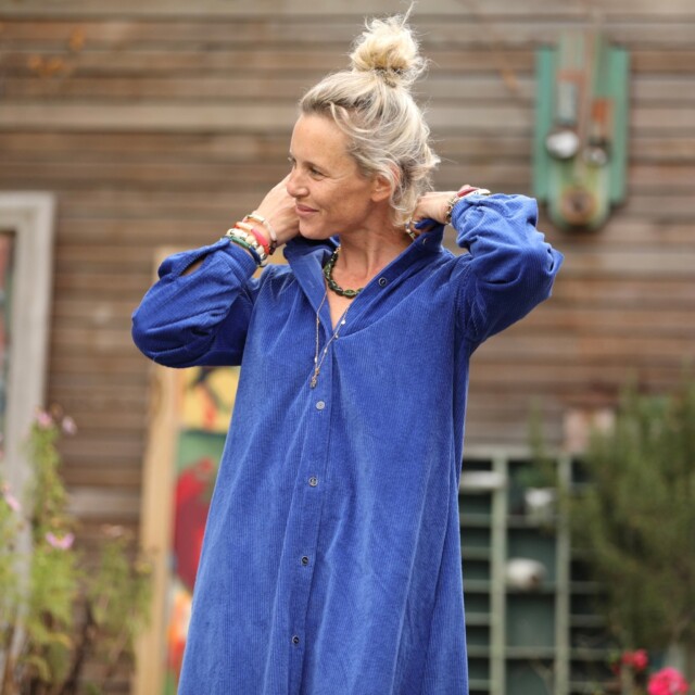 Quintessence - Robe Pensée - Velours côtelé bleu majorelle