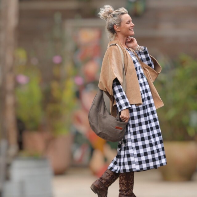 Quintessence - Robe Romane - carreaux de coton noir/blanc