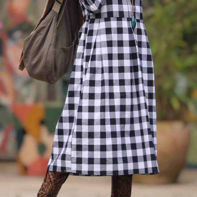 Quintessence - Robe Romane - carreaux de coton noir/blanc