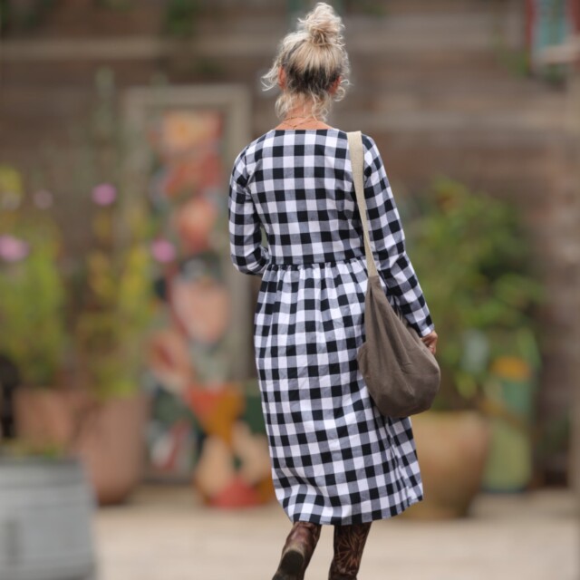 Quintessence - Robe Romane - carreaux de coton noir/blanc
