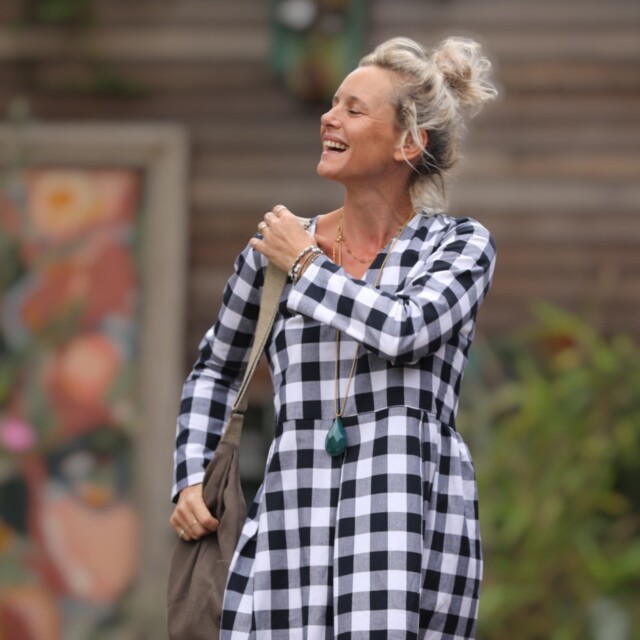 Quintessence - Robe Romane - carreaux de coton noir/blanc