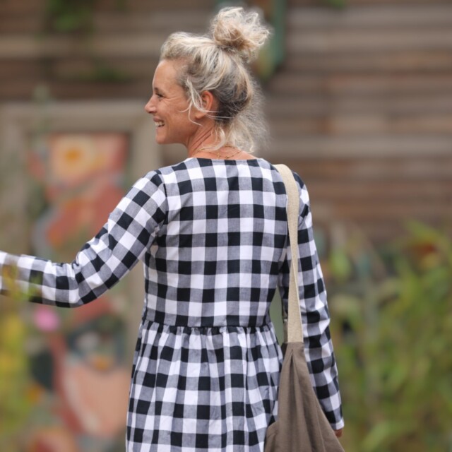 Quintessence - Robe Romane - carreaux de coton noir/blanc