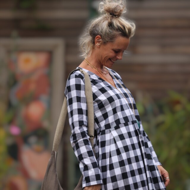 Quintessence - Robe Romane - carreaux de coton noir/blanc