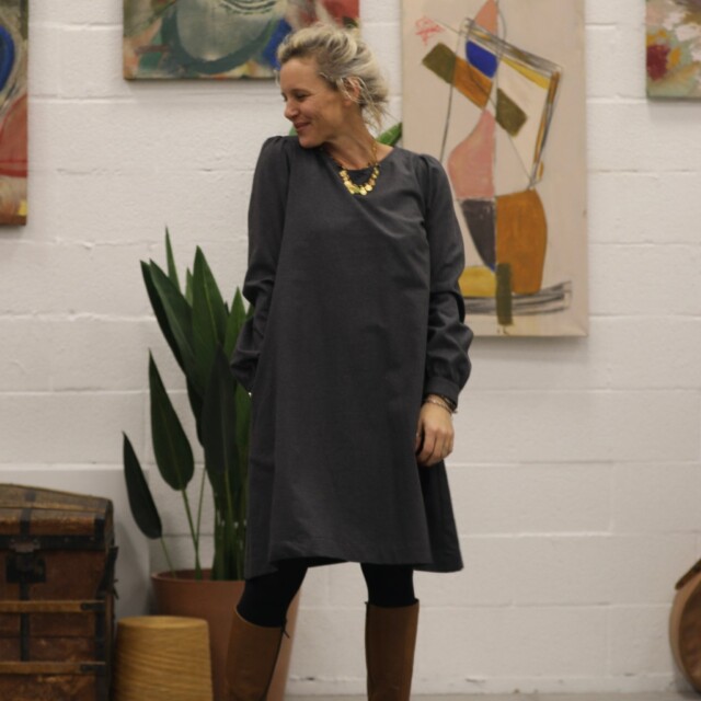 Quintessence - Robe Rosine - flanelle grise