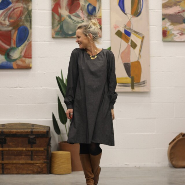 Quintessence - Robe Rosine - jean de coton noir