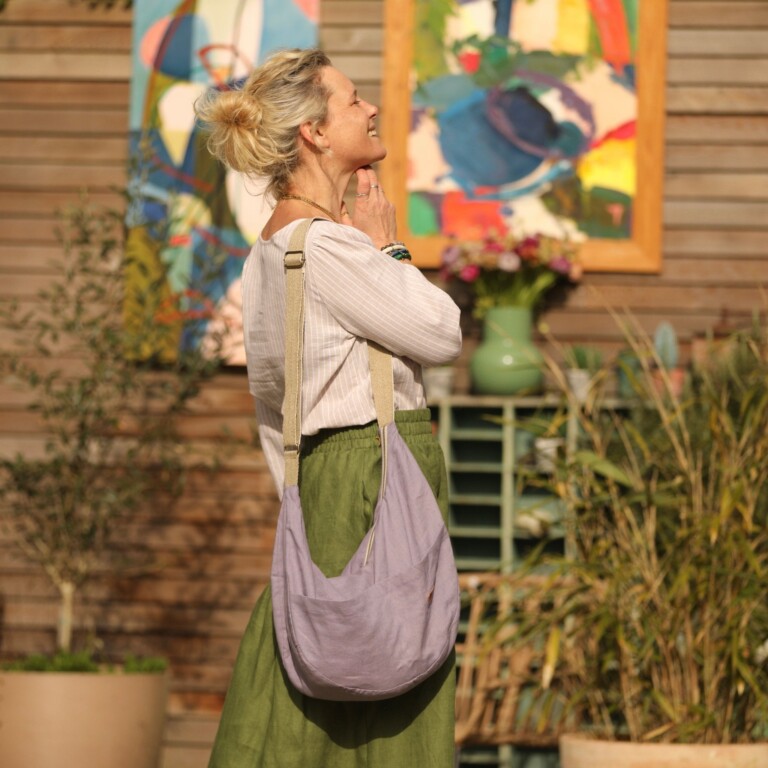 sac pia en lin parme 932436 Quintessence - Sac Pia en lin parme