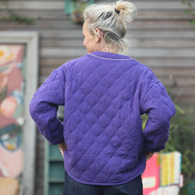 Quintessence - Sweat Gustave - double gaze de coton matelassé prune