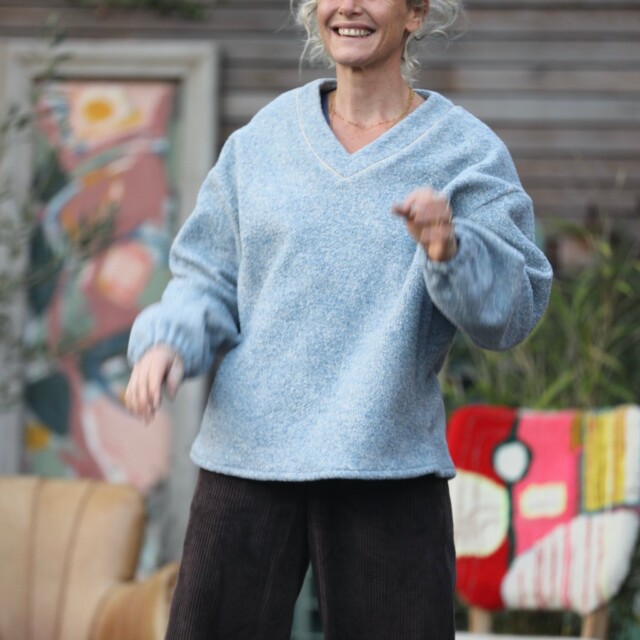 Quintessence - Sweat Gustave - lainage bleu nuage