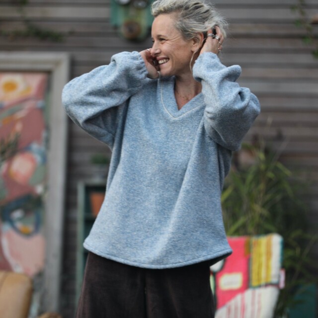 Quintessence - Sweat Gustave - lainage bleu nuage