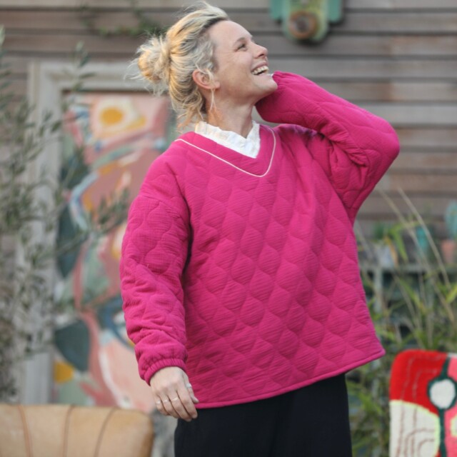 Quintessence - Sweat Gustave-  matelassé en double gaze de coton fushia