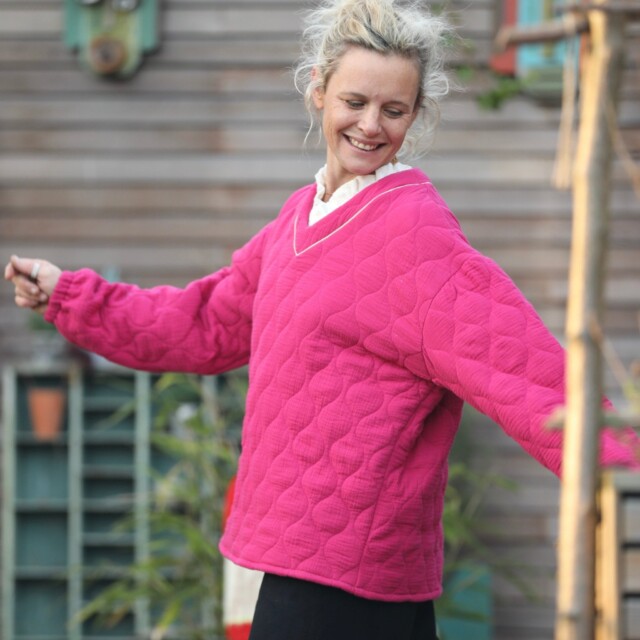 Quintessence - Sweat Gustave-  matelassé en double gaze de coton fushia