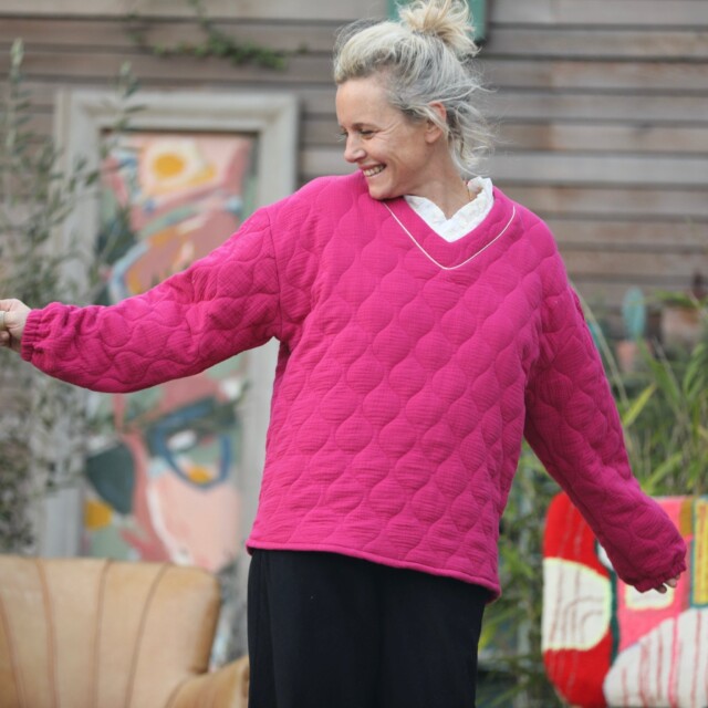 Quintessence - Sweat Gustave-  matelassé en double gaze de coton fushia
