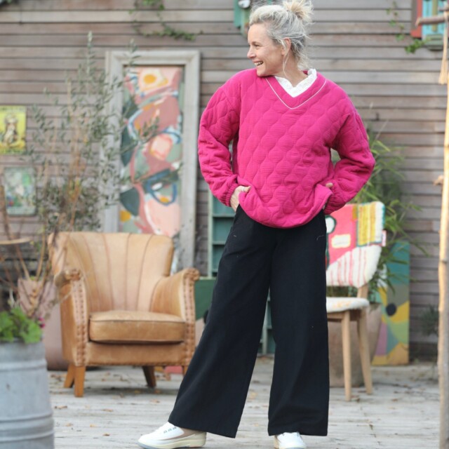 Quintessence - Sweat Gustave-  matelassé en double gaze de coton fushia