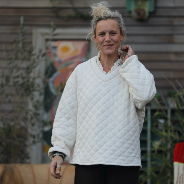 Quintessence - Sweat Gustave-  matelassé en double gaze de coton ivoire