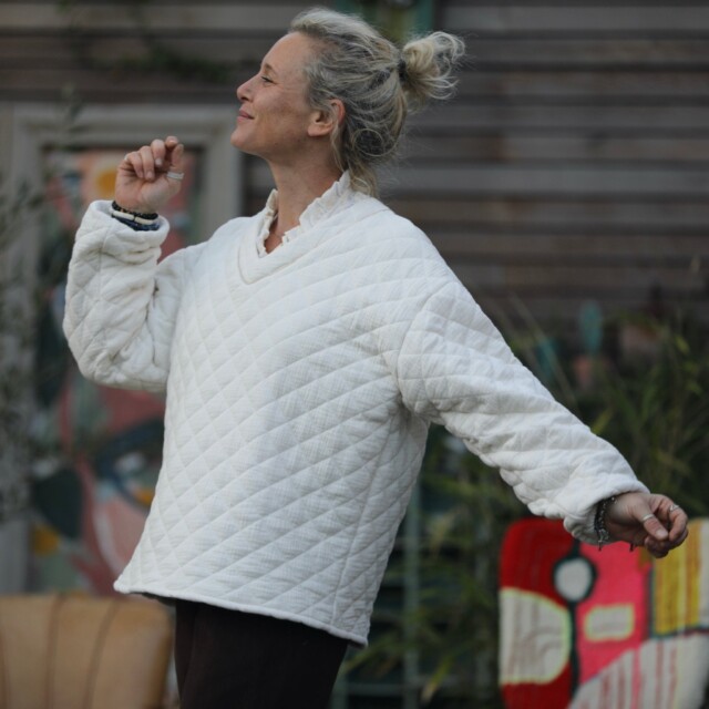 Quintessence - Sweat Gustave-  matelassé en double gaze de coton ivoire