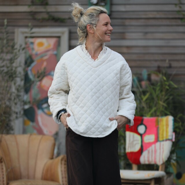 Quintessence - Sweat Gustave-  matelassé en double gaze de coton ivoire