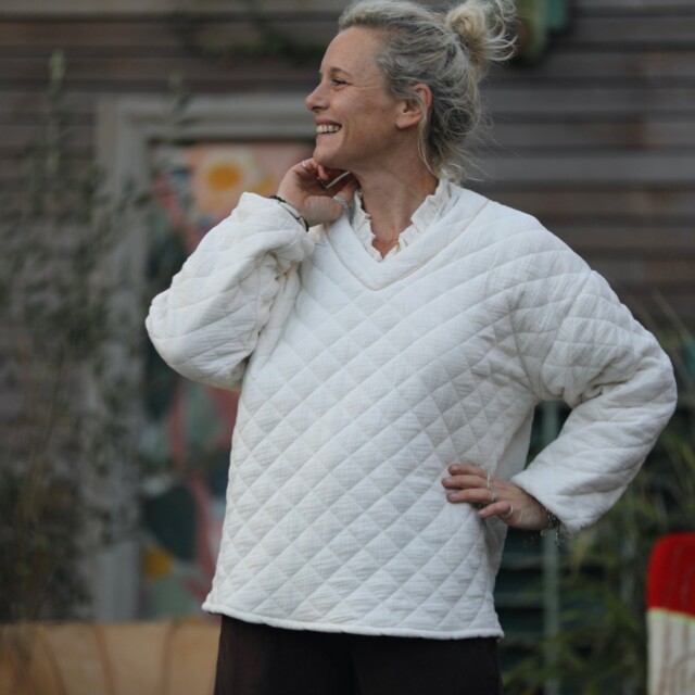 Quintessence - Sweat Gustave-  matelassé en double gaze de coton ivoire