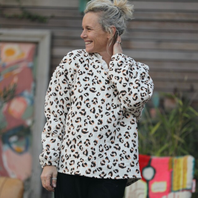 Quintessence - Sweat Gustave-  matelassé en double gaze de coton léo ivoire camel