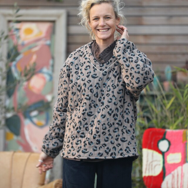 Quintessence - Sweat Gustave-  matelassé en double gaze de coton léo moka/canard