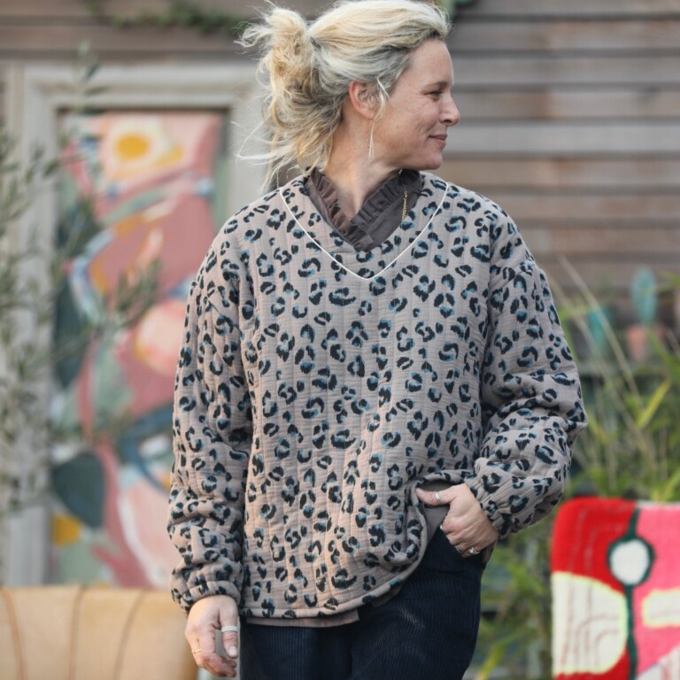 Quintessence - Sweat Gustave-  matelassé en double gaze de coton léo moka/canard